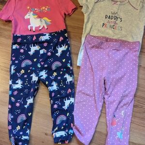 🦄 Unicorn and Princess PJ Set Carter's and Cuddle Duds EUC